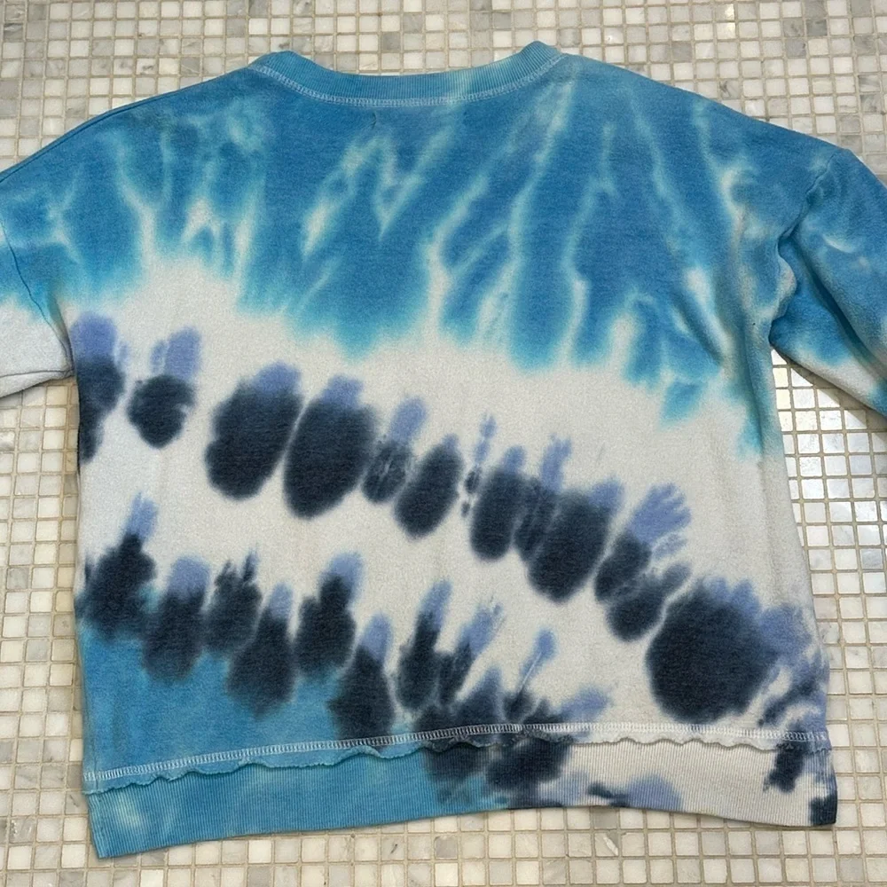 Vintage Havana Blue and White Tie-Dye Girls Sweatshirt